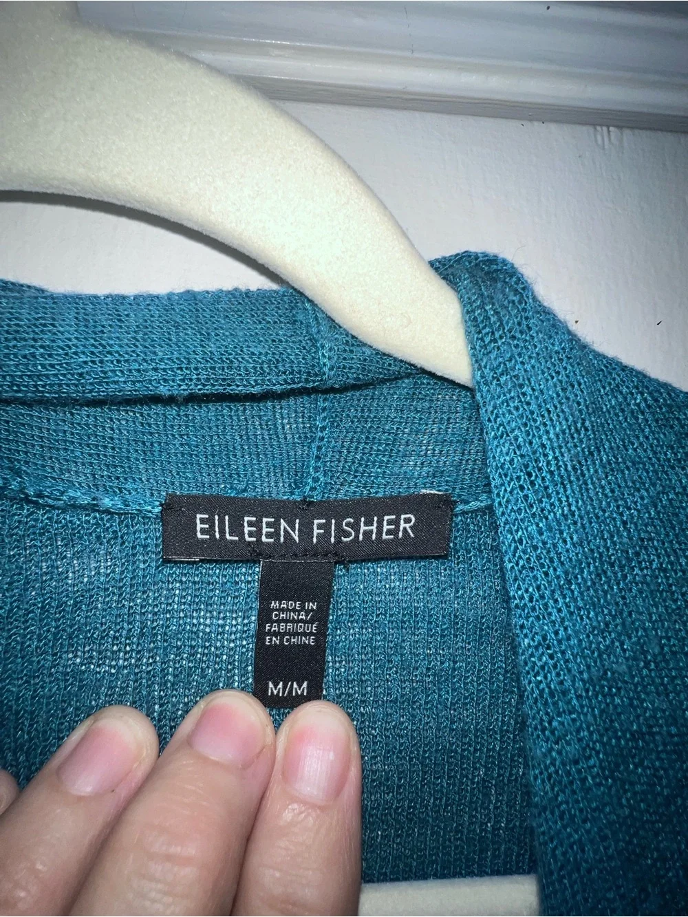 Eileen Fisher Teal Open Drape Long Cardigan - Picture 2 of 4